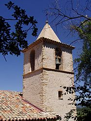 The bell tower of the church in Entrevennes