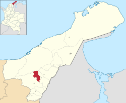 Location of the town and municipality of Distracción in La Guajira Department.