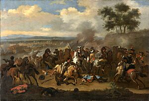 De slag aan de Boyne (Ierland) tussen Jacobus II en Willem III, 12 juli 1690 Rijksmuseum SK-A-605