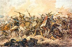 Defending the Polish banner at Chocim, by Juliusz Kossak, 1892