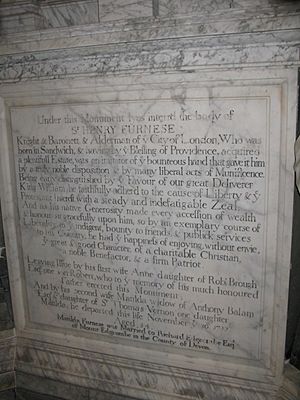 Description on Sir Henry Furnese monument, All Saints, Waldershare - geograph.org.uk - 1610060