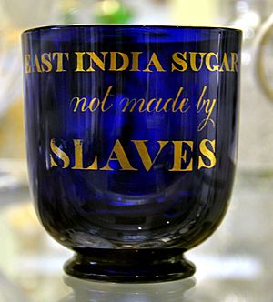 East India Sugar not made by Slaves Glass sugar bowl BM
