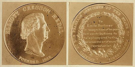 Elliott Cresson Medal, Berliner, 1913