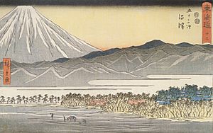 Hiroshige Mt Fuji seen across a plain