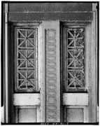 Ironwork and window panels on balcony. - Whitehall Street Ferry Terminal, 11 South Street, New York, New York County, NY HAER NY,31-NEYO,146-7