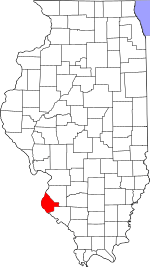Map of Illinois highlighting Monroe County