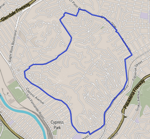 Mount Washington neighborhood, as delineated by the Los Angeles Times