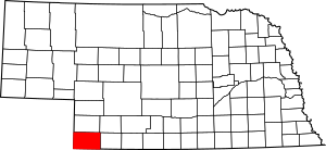 Map of Nebraska highlighting Dundy County
