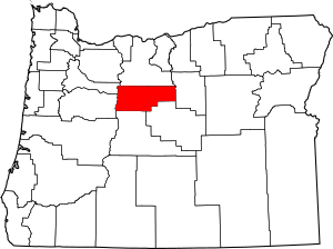 Map of Oregon highlighting Jefferson County