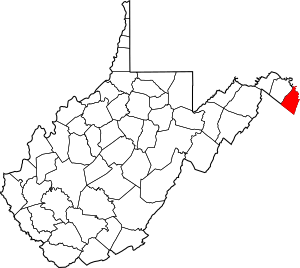 Map of West Virginia highlighting Jefferson County