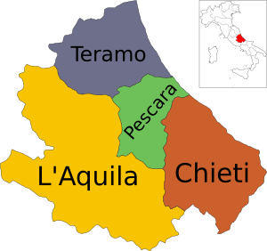 Map of region of Abruzzo, Italy, with provinces-it