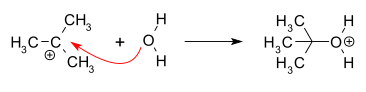 Recombination of carbocation with nucleophile