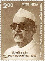 President Zakir Husain 1998 stamp of India