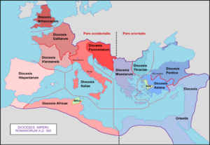 Roman Empire with dioceses in 300 AD