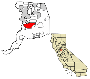 Location of Elk Grove in Sacramento County, California.