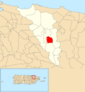 Location of Santa Cruz within the municipality of Carolina shown in red