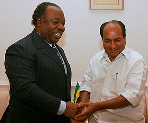 The Minister for National Defence of Gabon, Mr. Ali Bongo Ondimba meeting with the Defence Minister, Shri A. K. Antony, in New Delhi on November 05, 2007