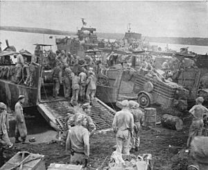 US Marines embarking for an assault on Talasea on New Britain 1944