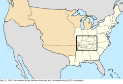 Map of the change to the United States in central North America on May 12, 1820