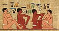 Wall painting from 2330 BC found in a tomb shows people with painted nails