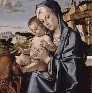 Bartolomeo Montagna - The Virgin and Child with a Saint - Google Art Project