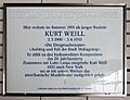 Berliner Gedenktafel Altonaer Str 22 (Hansa) Kurt Weill