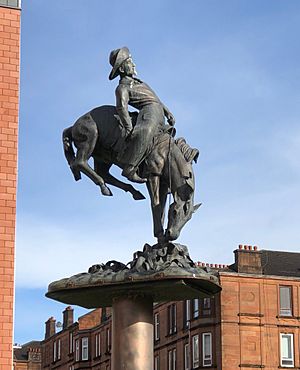 Buffalo Bill statue crop, Dennistoun, Glasgow
