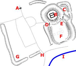 Castle Acre Castle and town defences map