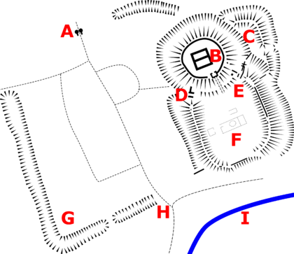 Castle Acre Castle and town defences map