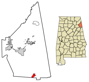 Location of Spring Garden in Cherokee County, Alabama.