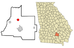 Location in Coffee County and the state of Georgia