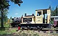 Cowichan Valley Railway diesel locomotive 23 (Sandy) Plymouth 8-ton DLC6 at Forest Museum Duncan BC 16-Jul-1995