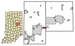 Location of Chesterfield in Delaware County and Madison County, Indiana.