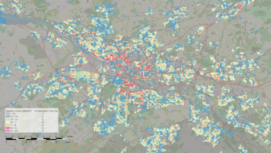 Greater Glasgow population density map, 2011 census