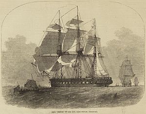 HMS 'Nankin' 50 Guns, Honourable Keith Stewart, Commander. - ILN 1855