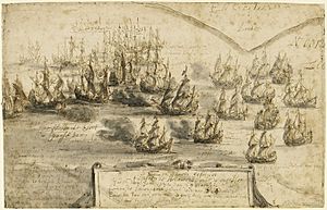 Holme's attack on the Smyrna Fleet, 12 March 1672 RMG PW5525.jpg