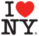 The logo consists of the capital letter I, followed by a red heart symbol, below which are the capital letters N and Y, set in the rounded slab serif typeface American Typewriter.