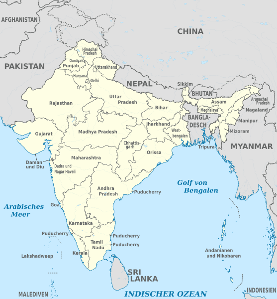 Image: India (-claimed by others), administrative divisions - de ...