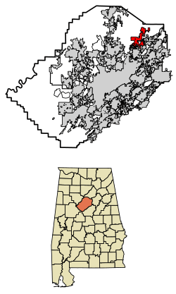 Location of Pinson in Jefferson County, Alabama.
