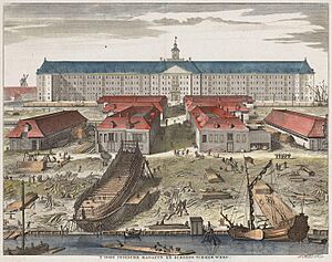 Joseph Mulder - Gezicht op het Oost-Indisch Magazijn te Amsterdam (1726)