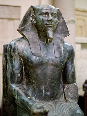 Khafre Enthroned, a funerary statue of Khafre in diorite. Egyptian Museum in Cairo