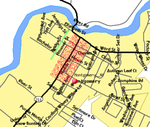 Map of Montgomery showing historic districts