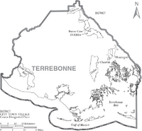 Map of Terrebonne Parish Louisiana With Municipal Labels