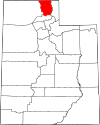 State map highlighting Cache County