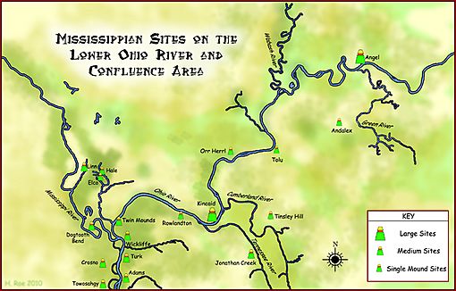 Mississippian sites on Lower Ohio Map HRoe 2010
