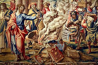 Pieter Coecke van Aelst - Story of Saint Paul - The Burning of the Books at Ephesus (detail)