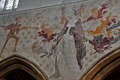 Raunds, St. Mary's Church, Celebrated medieval wall painting of 'The Seven Deadly Sins' 1 - geograph.org.uk - 5716224