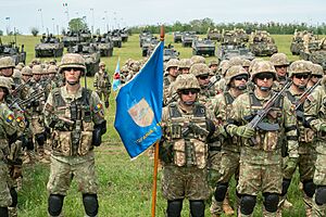 Romanian soldiers at the Saber Guardian 23 opening