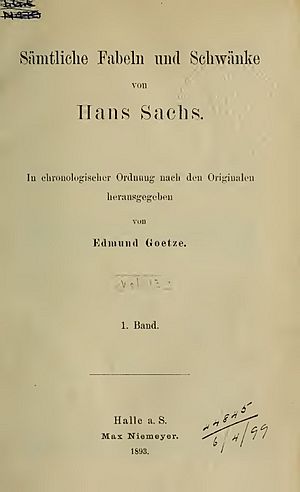Sachs, Hans – Sämtliche Fabeln und Schwänke vol 1, 1893 – BEIC 3281469