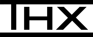 The logo, depicting the words "THX", underlined and which have the slightly taller "T" stem extend over the other two letters.